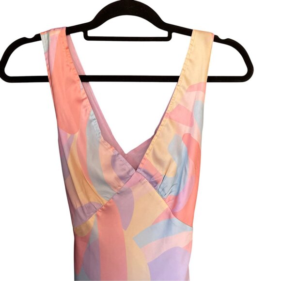 Peppermayo Psychedelic Rainbow Retro Audrey  Mini Slip Dress SZ 4 Pastel Pink - Picture 4 of 12